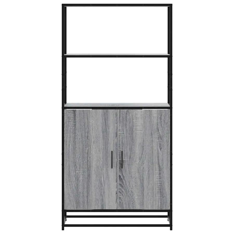 Buffet haut sonoma gris 68x35x139 cm bois d'ingénierie et métal - 4