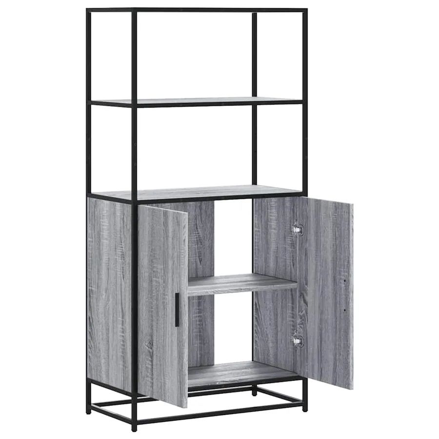 Buffet haut sonoma gris 68x35x139 cm bois d'ingénierie et métal - 7