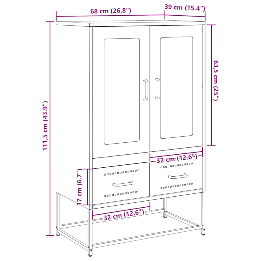 Buffet haut rose 68x39x111,5 cm acier - 13