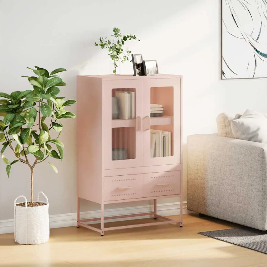 Buffet haut rose 68x39x111,5 cm acier - 3