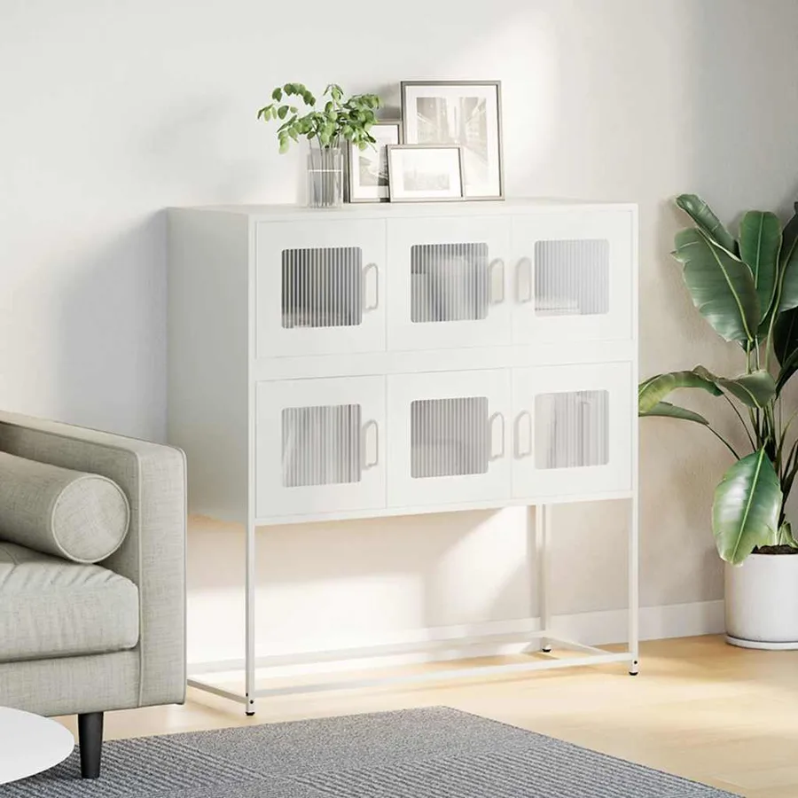 Buffet blanc 100,5x39x107 cm acier laminé à froid - 3