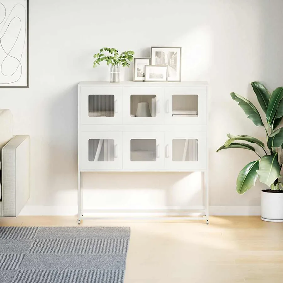 Buffet blanc 100,5x39x107 cm acier laminé à froid - 4