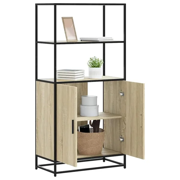 Buffet haut chêne sonoma 68x35x139 cm bois d'ingénierie métal