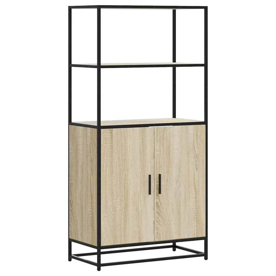 Buffet haut chêne sonoma 68x35x139 cm bois d'ingénierie métal - 2