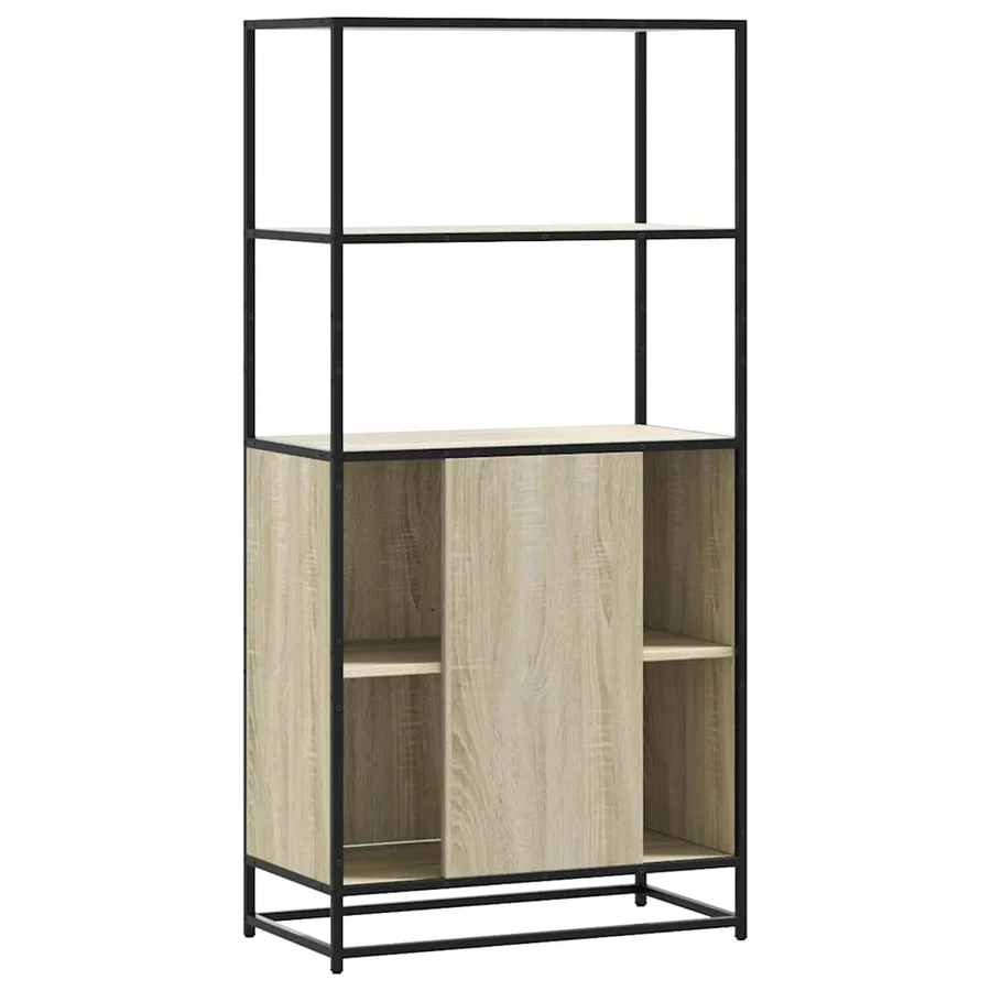 Buffet haut chêne sonoma 68x35x139 cm bois d'ingénierie métal - 6