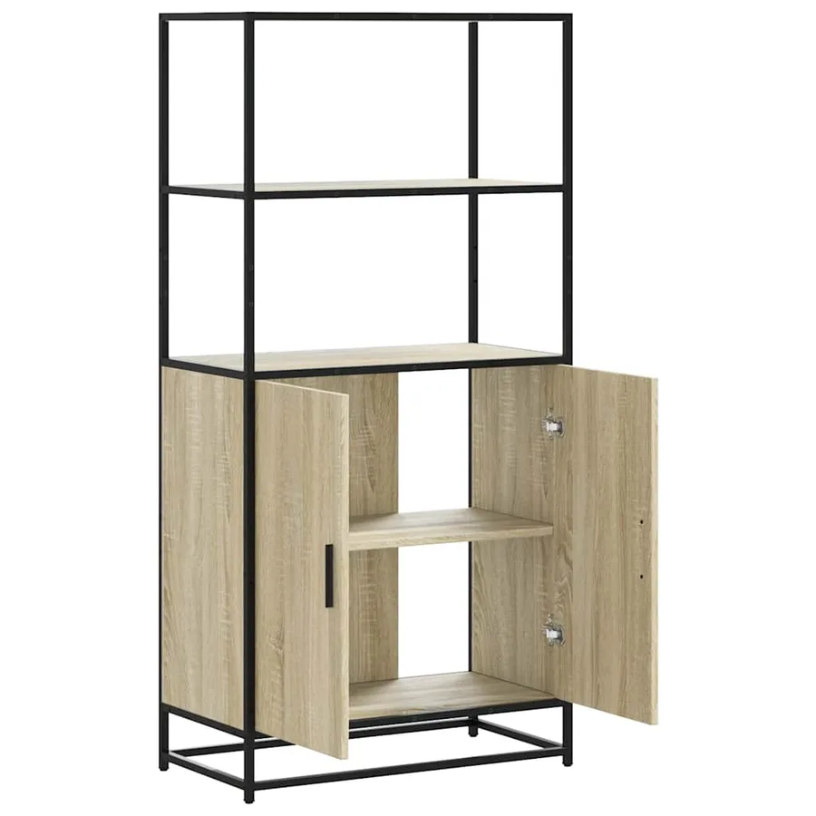 Buffet haut chêne sonoma 68x35x139 cm bois d'ingénierie métal - 7