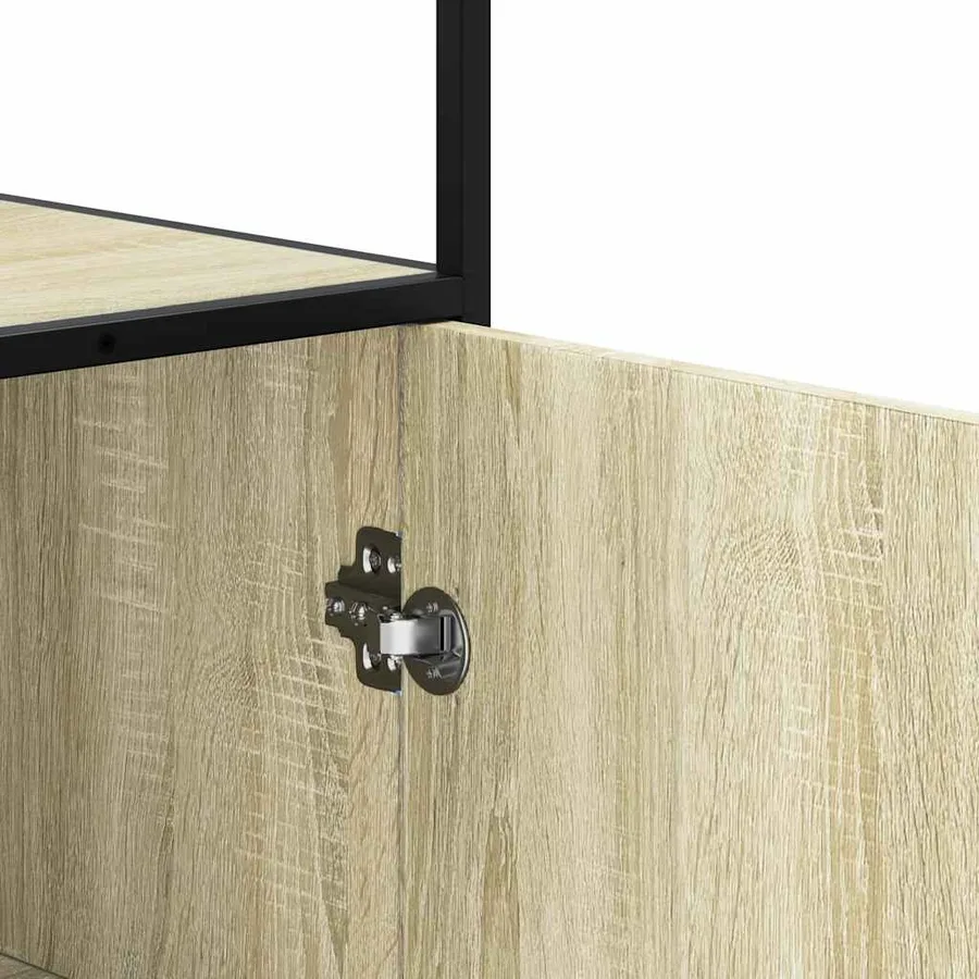 Buffet haut chêne sonoma 68x35x139 cm bois d'ingénierie métal - 8