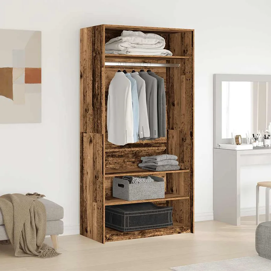 Garde-robe vieux bois 100x50x200 cm bois d'ingénierie - 3