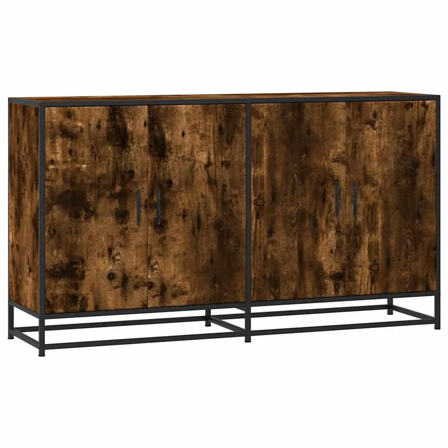 Buffet chêne fumé 134x35x76 cm bois d'ingénierie - 2