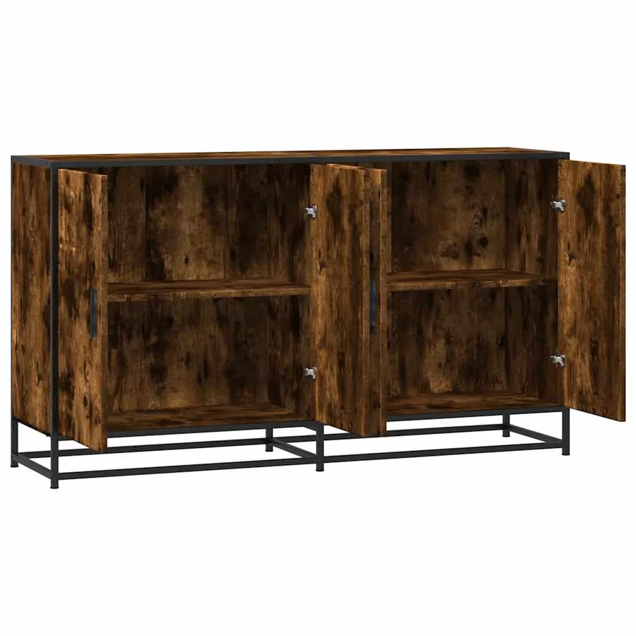 Buffet chêne fumé 134x35x76 cm bois d'ingénierie - 7
