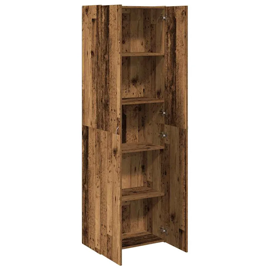 Buffet haut vieux bois 60x32x190 cm bois d'ingénierie - 6