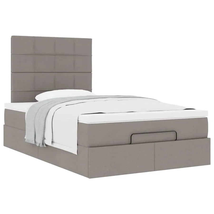Cadre de lit ottoman avec matelas taupe 120x200 cm tissu - 5