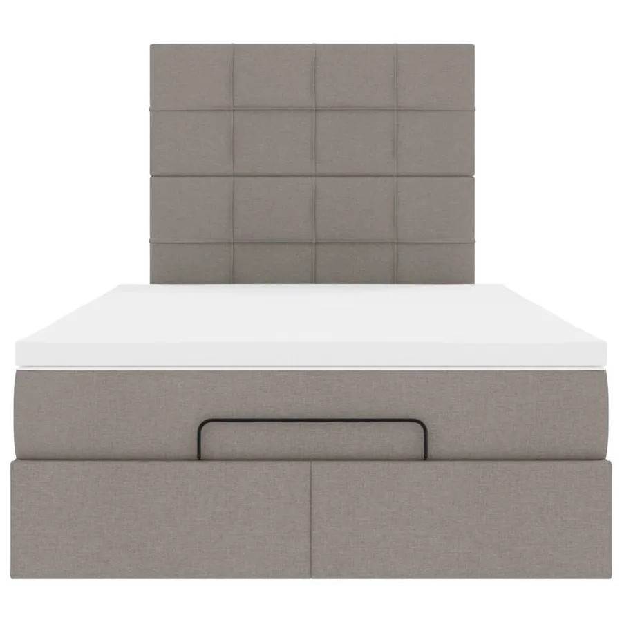 Cadre de lit ottoman avec matelas taupe 120x200 cm tissu - 7