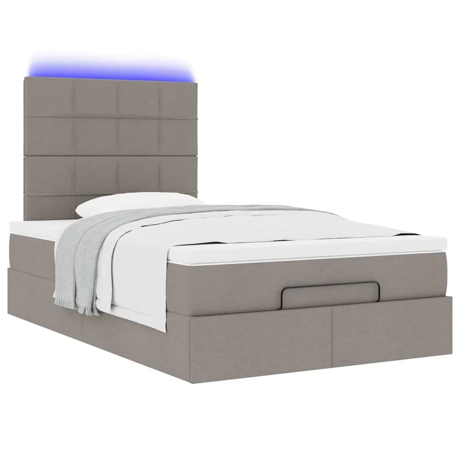 Cadre de lit ottoman avec matelas taupe 120x190 cm tissu - 6