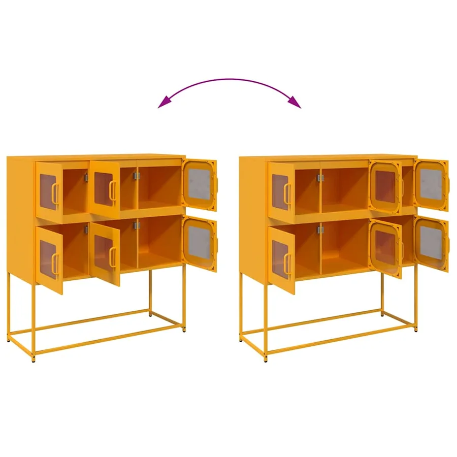 Buffet jaune moutarde 100,5x39x107 cm acier laminé à froid - 10
