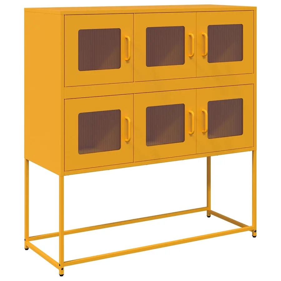 Buffet jaune moutarde 100,5x39x107 cm acier laminé à froid - 2