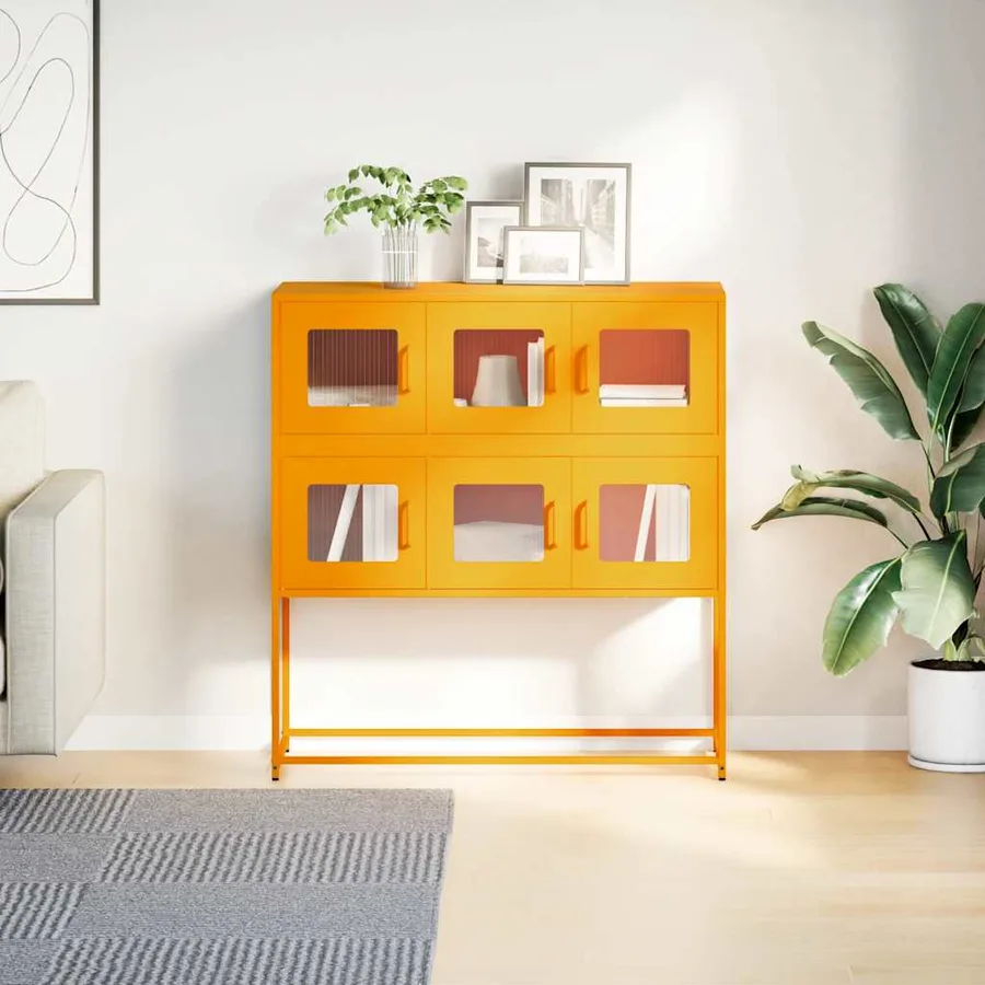 Buffet jaune moutarde 100,5x39x107 cm acier laminé à froid - 4