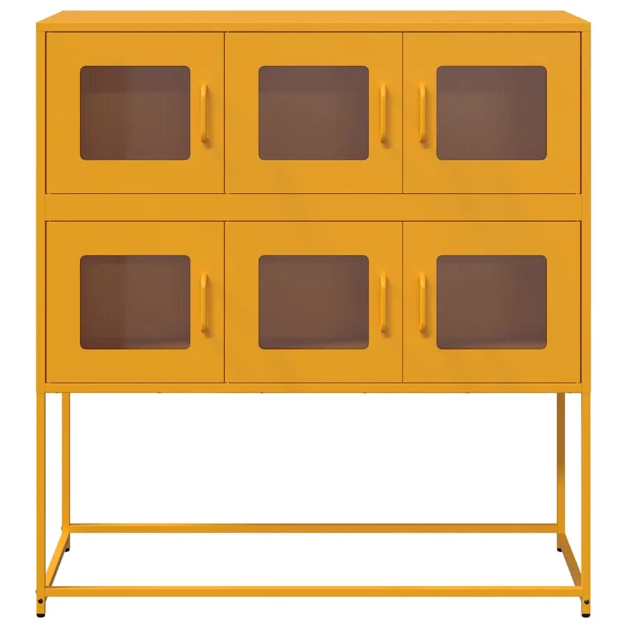 Buffet jaune moutarde 100,5x39x107 cm acier laminé à froid - 5