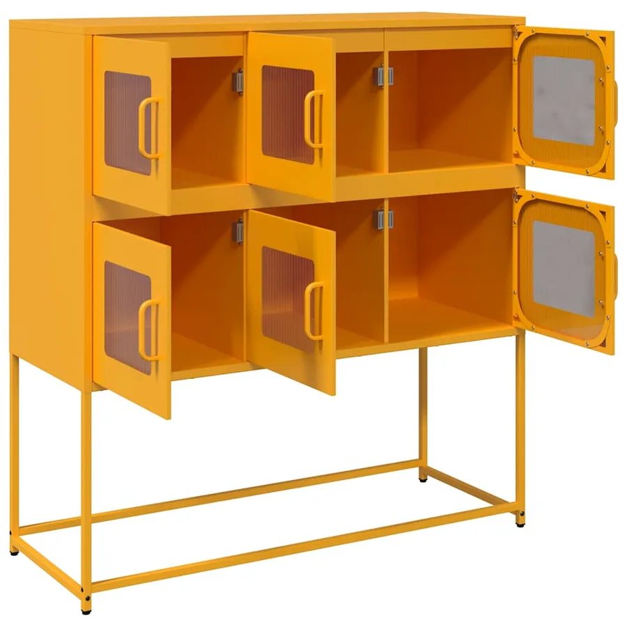 Buffet jaune moutarde 100,5x39x107 cm acier laminé à froid - 6