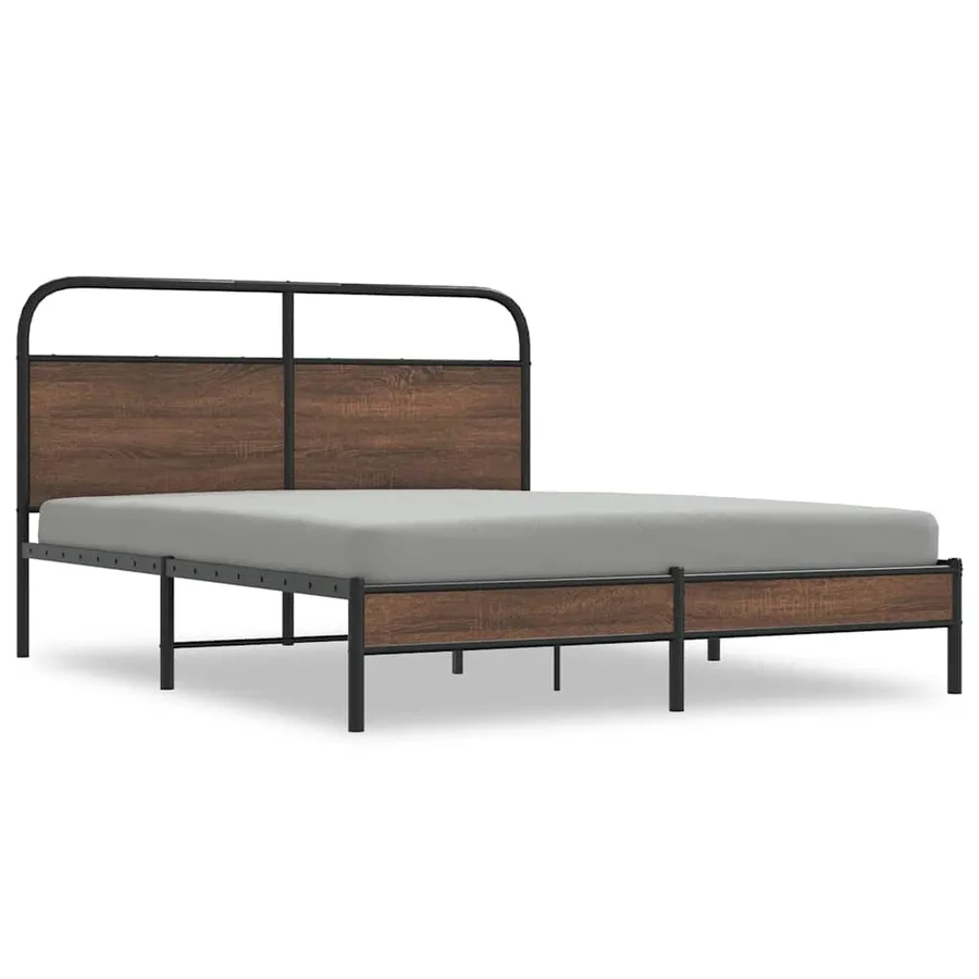 Cadre de lit sans matelas 150x200 cm chêne marron - 2