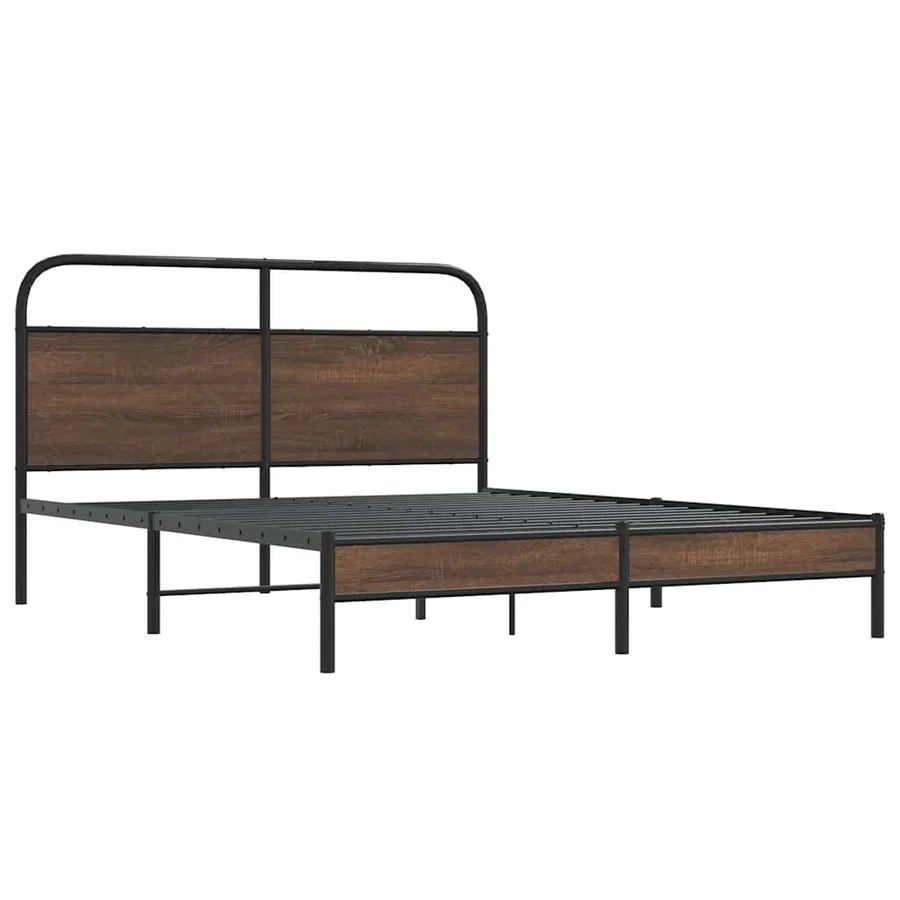 Cadre de lit sans matelas 150x200 cm chêne marron - 3