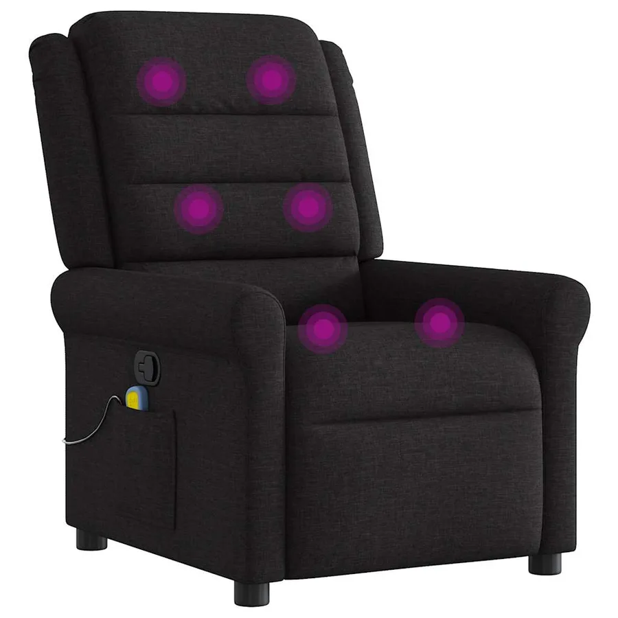 Fauteuil de massage inclinable Noir Tissu - 7