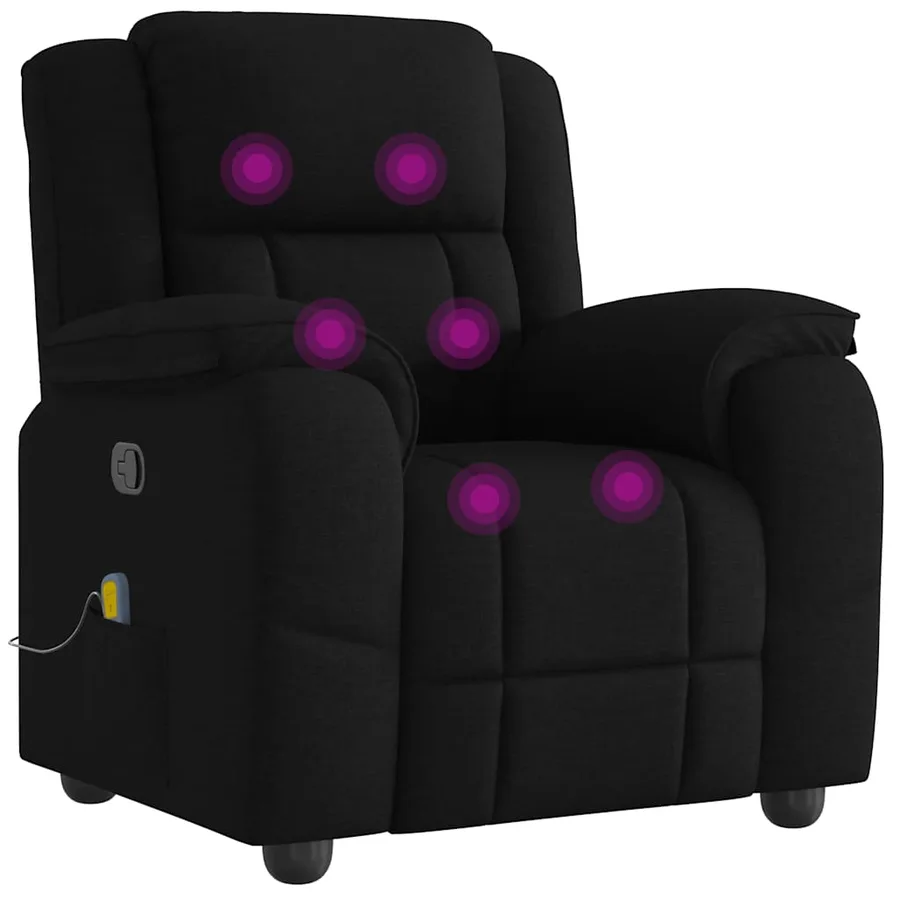 Fauteuil de massage inclinable Noir Tissu - 6