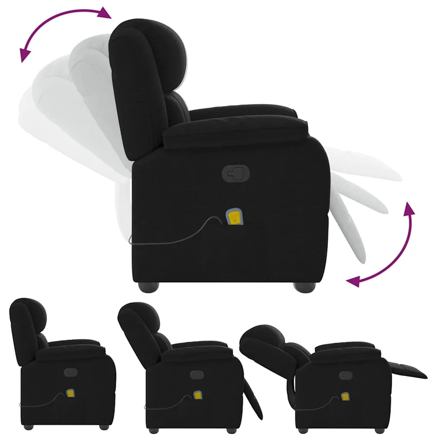 Fauteuil de massage inclinable Noir Tissu - 7