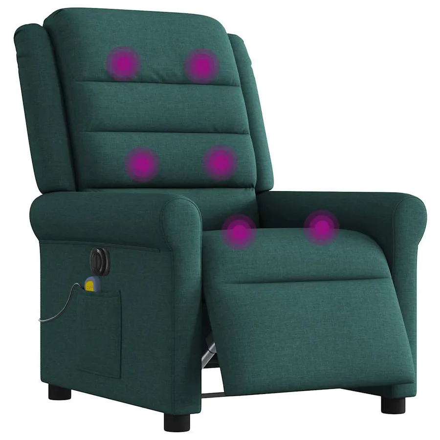 Fauteuil de massage inclinable électrique Vert foncé Tissu - 2