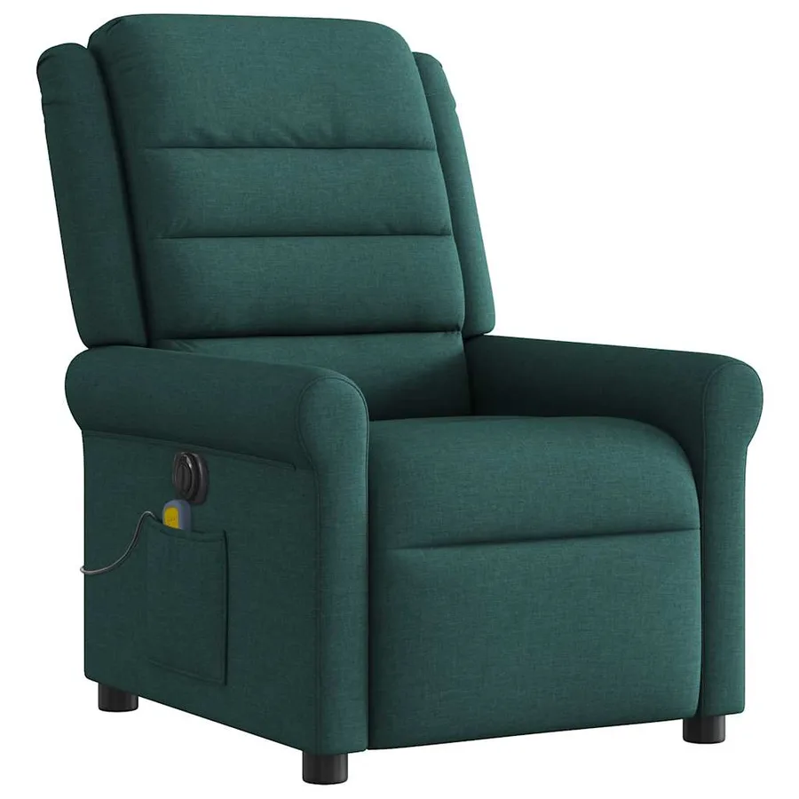 Fauteuil de massage inclinable électrique Vert foncé Tissu - 4
