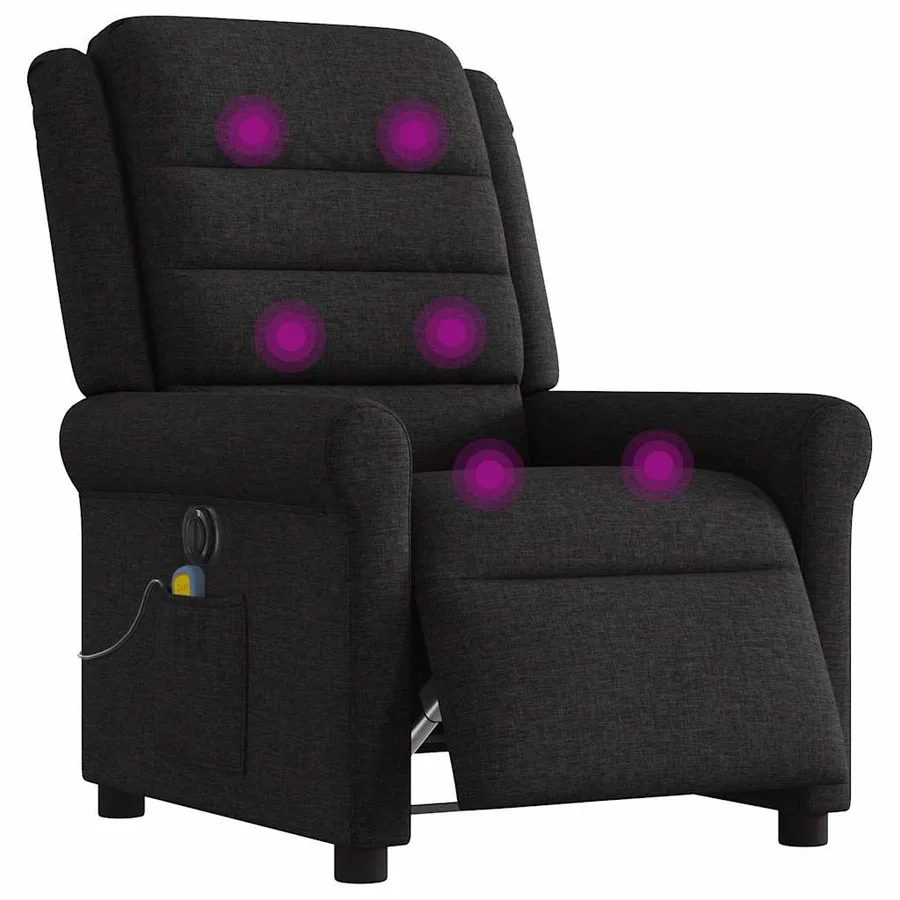 Fauteuil de massage inclinable électrique Noir Tissu - 2
