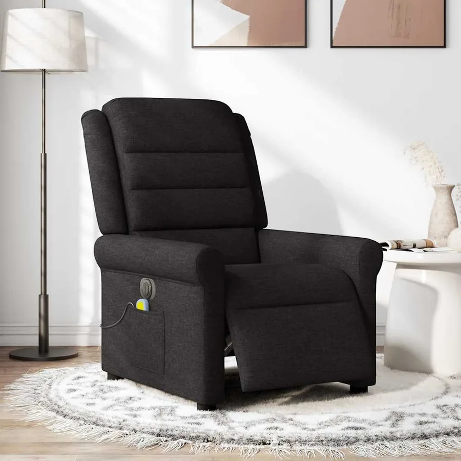 Fauteuil de massage inclinable électrique Noir Tissu - 3