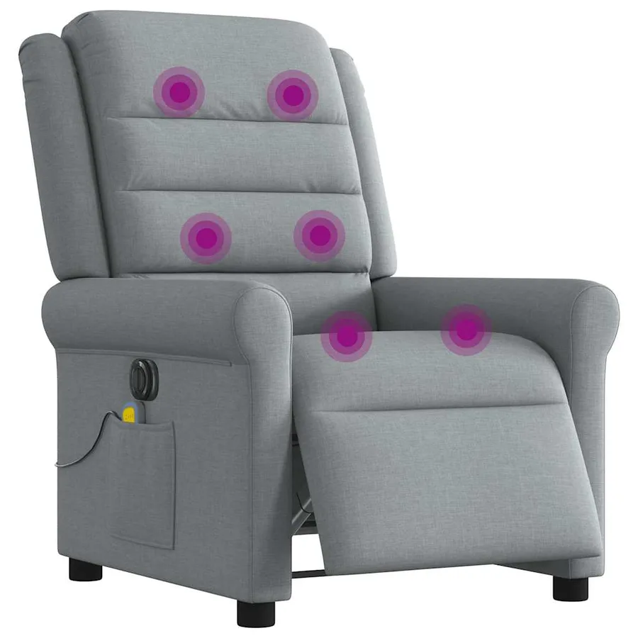 Fauteuil de massage inclinable électrique gris clair tissu - 2