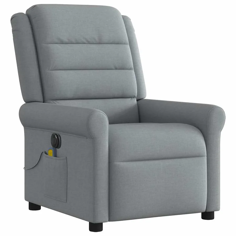 Fauteuil de massage inclinable électrique gris clair tissu - 4