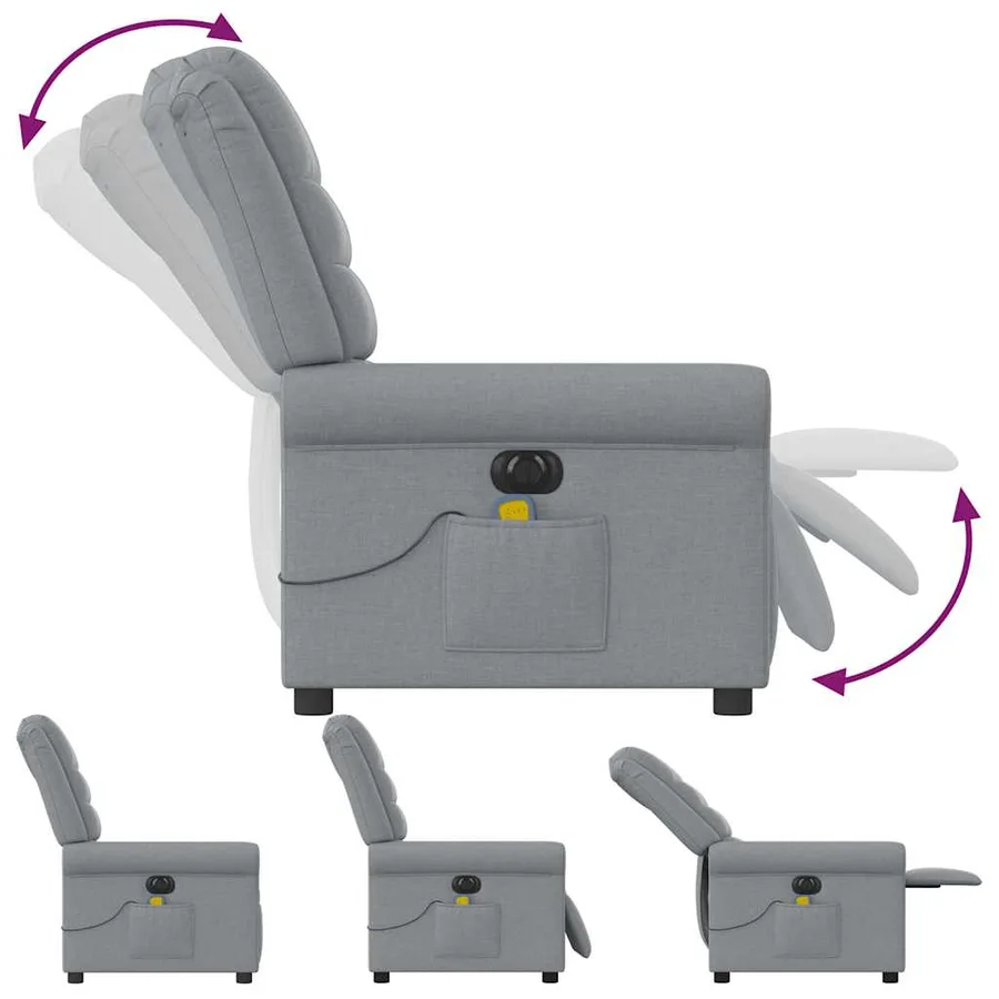 Fauteuil de massage inclinable électrique gris clair tissu - 8