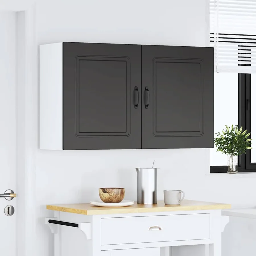 Armoires murales de cuisine 2 pcs Kalmar en bois d'ingénierie noir