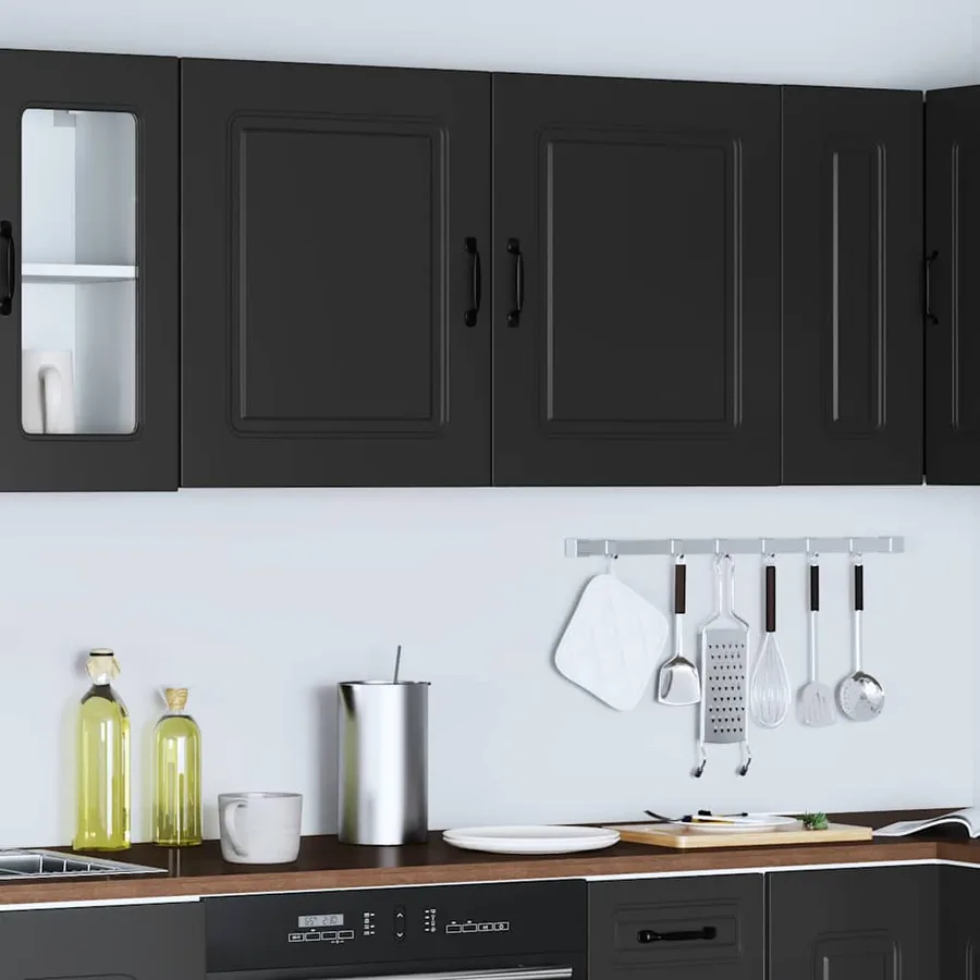 Armoires murales de cuisine 2 pcs Kalmar en bois d'ingénierie noir - 3