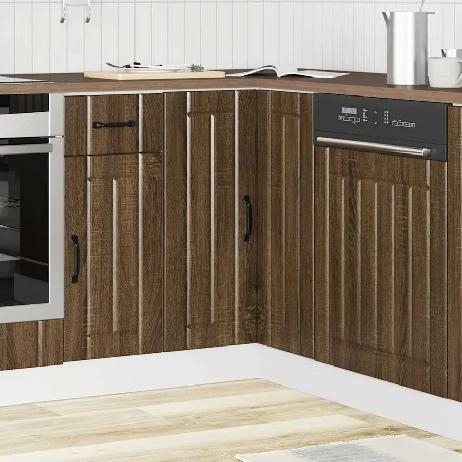 Armoire d'angle de cuisine Lucca chêne marron bois d'ingénierie - 3