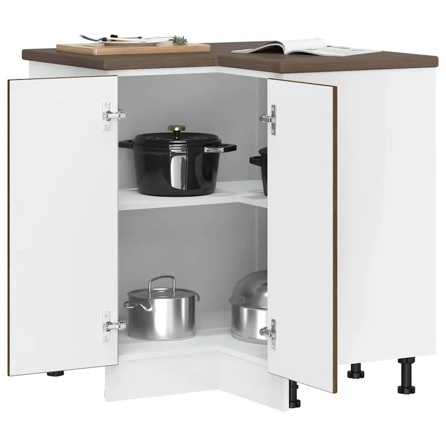 Armoire d'angle de cuisine Lucca chêne marron bois d'ingénierie - 4