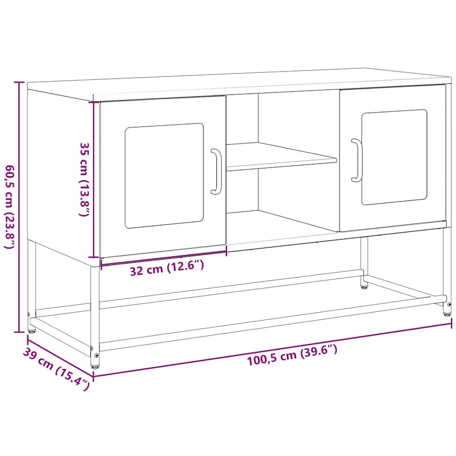 Meuble TV anthracite 100,5x39x60,5 cm acier - 13