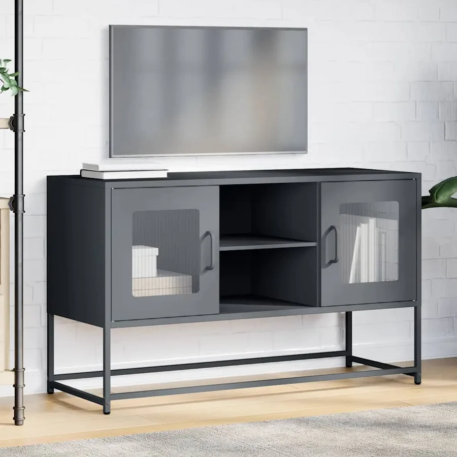 Meuble TV anthracite 100,5x39x60,5 cm acier - 4