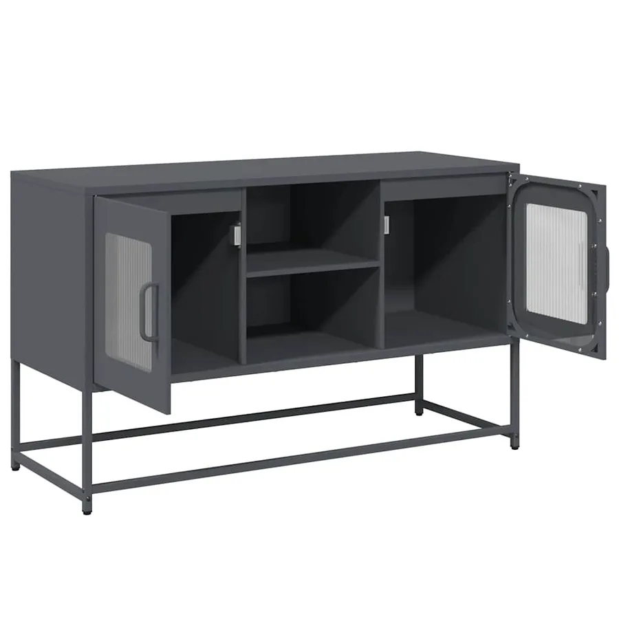 Meuble TV anthracite 100,5x39x60,5 cm acier - 6