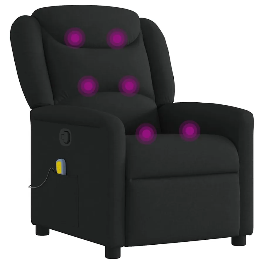 Fauteuil de massage inclinable Noir Tissu - 6