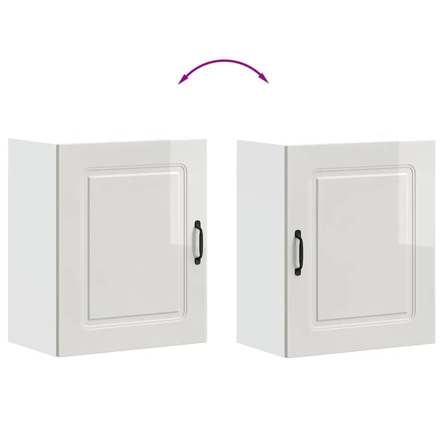 Armoires murales de cuisine 2 pcs Kalmar Bois d'ingénierie blanc brillant - 10