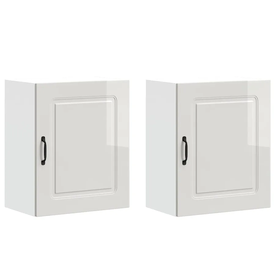 Armoires murales de cuisine 2 pcs Kalmar Bois d'ingénierie blanc brillant - 2