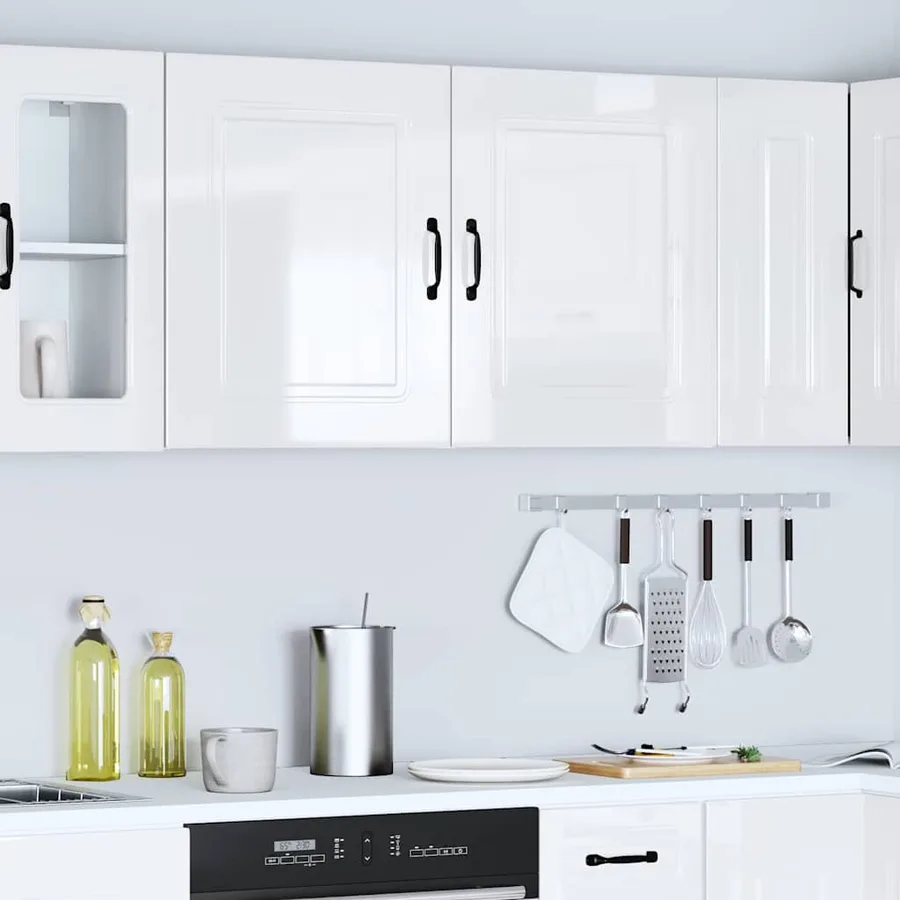 Armoires murales de cuisine 2 pcs Kalmar Bois d'ingénierie blanc brillant - 3