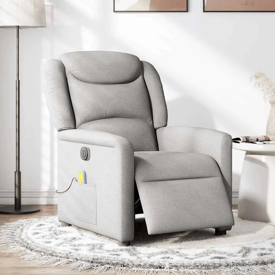 Fauteuil de massage inclinable électrique gris nuage tissu - 2