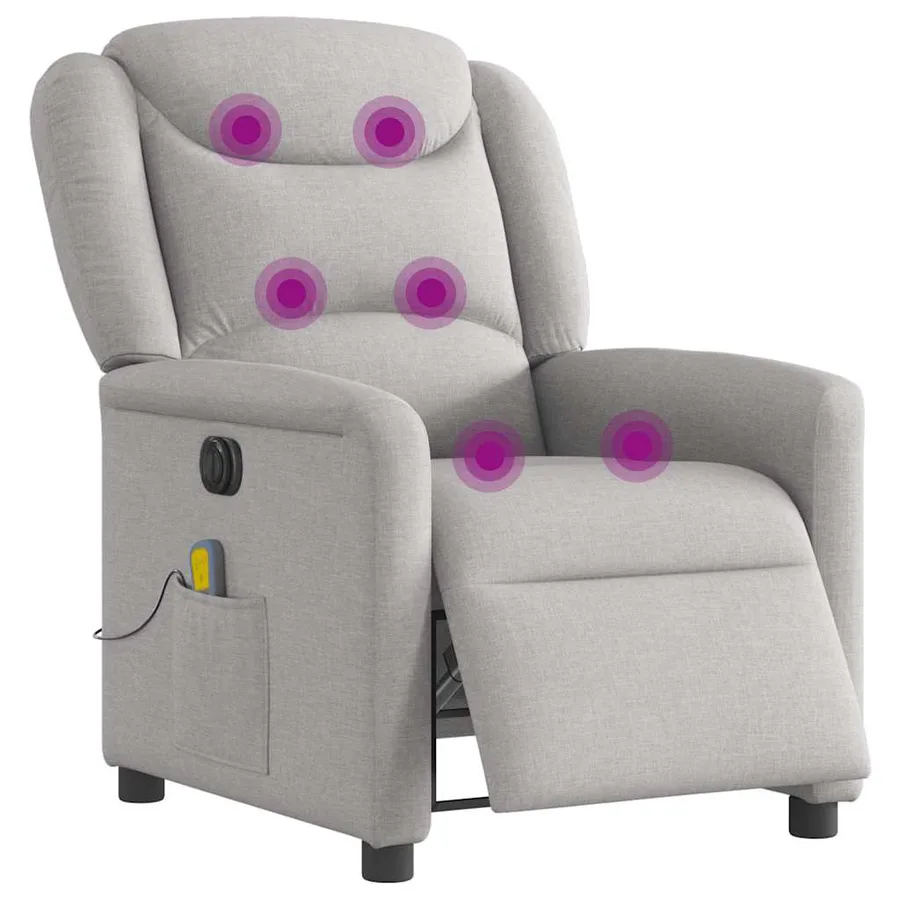 Fauteuil de massage inclinable électrique gris nuage tissu - 3