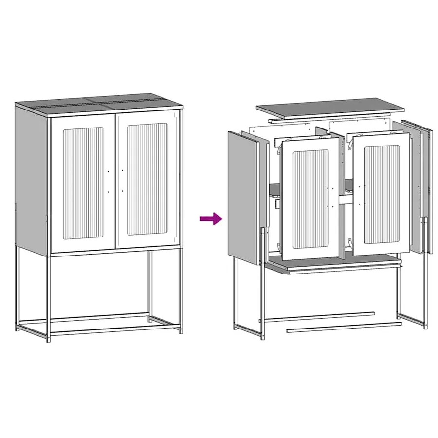 Buffet haut rose 68x39x107 cm acier - 11