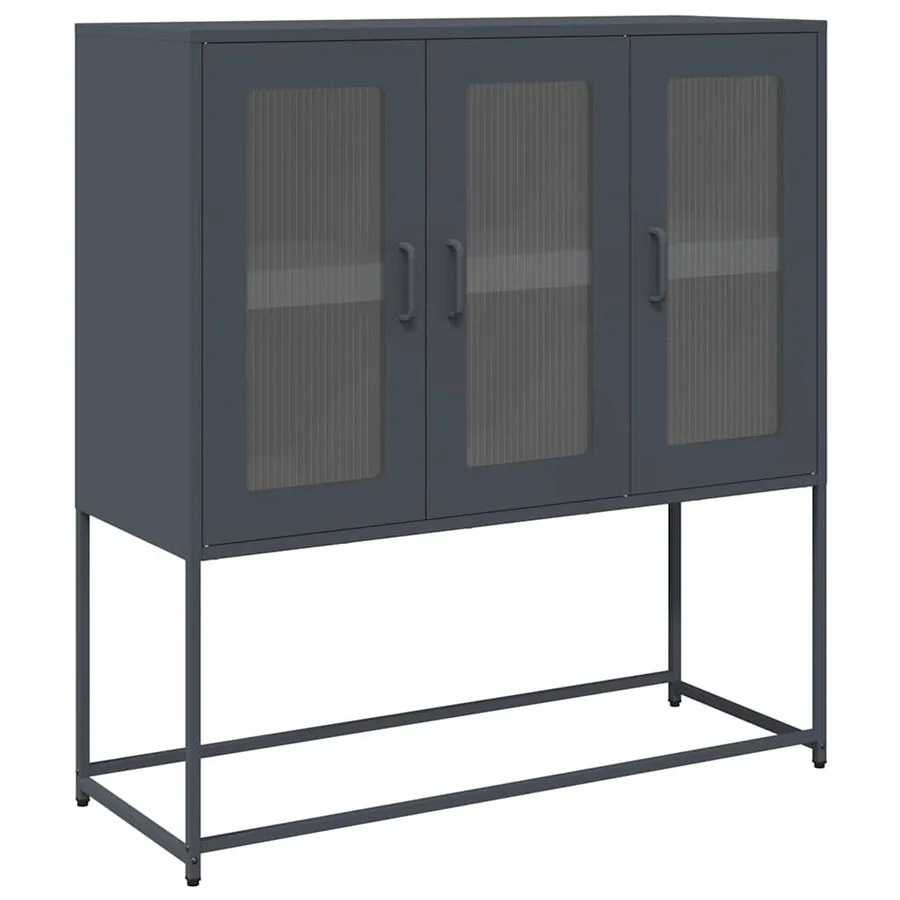 Buffet anthracite 100,5x39x107 cm acier laminé à froid - 2
